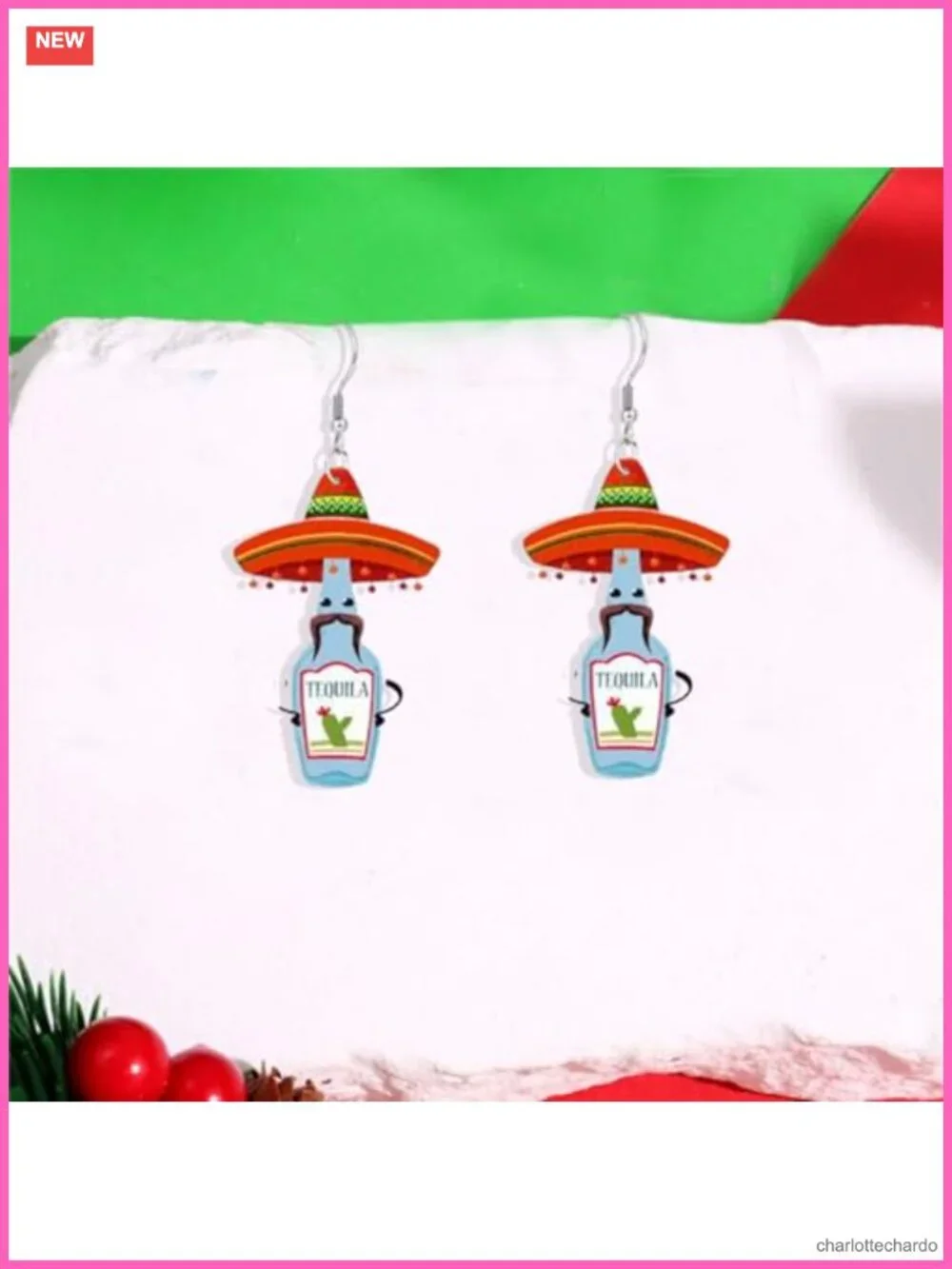 Acrylic Alloy Dangle Drop Cinco De Mayo Fiesta Statement Earrings Gift